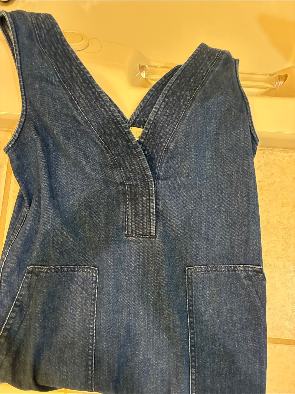 Women’s V-Neck Dark Blue Denim Jeans dress